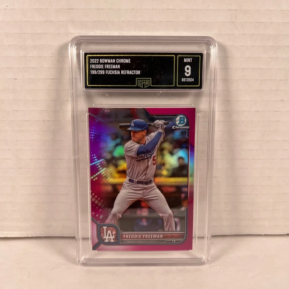 2022 Bowman Chrome Freddie Freeman Fuchsia Refractor 199/299 GMA 9 Mint Dodgers